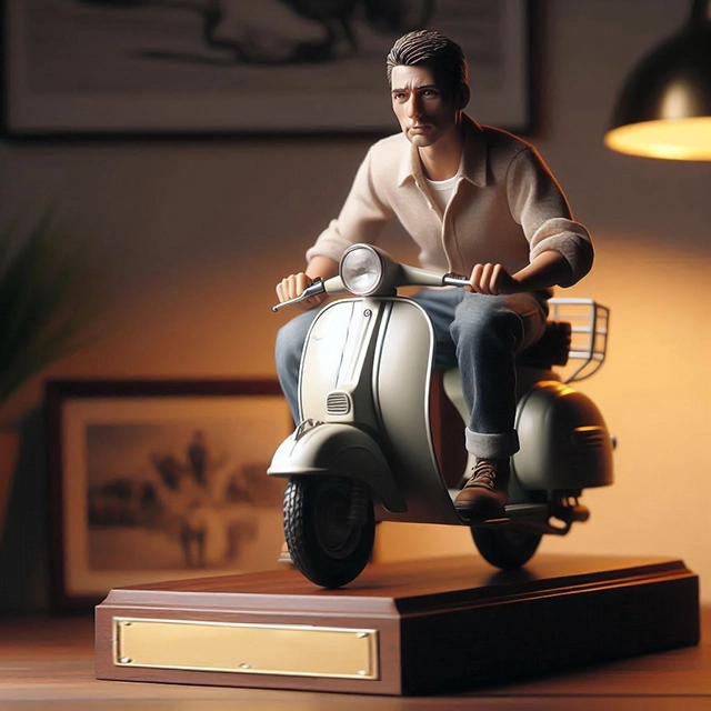 Vive la emoción del scooter clásico con nuestro face-swap AI