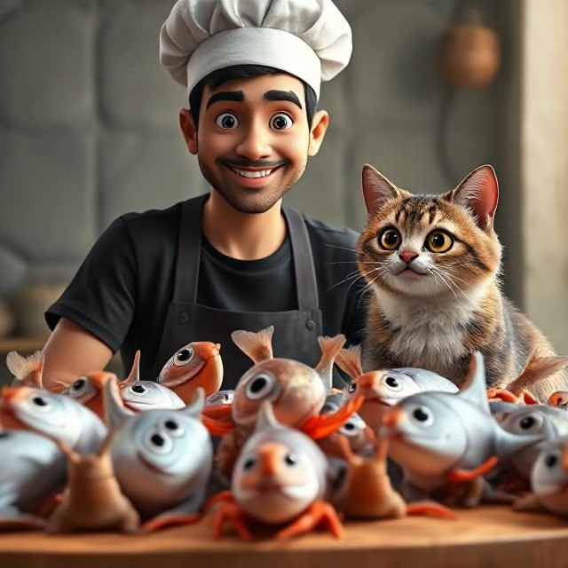 Transforma tu rostro en chef y cocina con un simpático gato