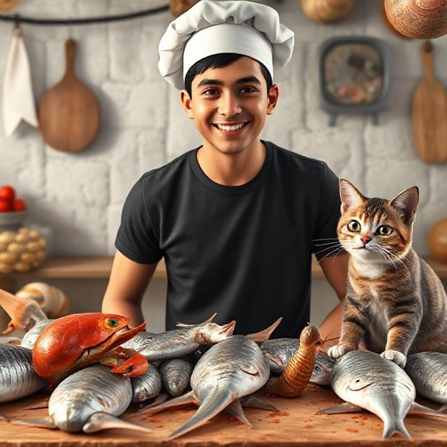 Descubre tu versión chef junto a tu gato en nuestra herramienta face-swap