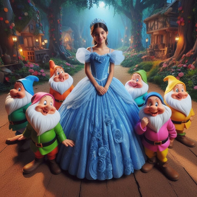 Transfórmate en una princesa mágica con los siete encantadores enanos