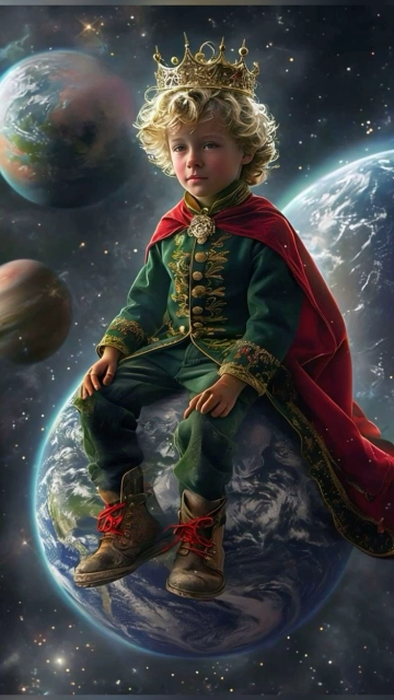 Conviértete en el pequeño príncipe cambia tu rostro en el espacio