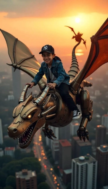 Convierte a tu hijo en un héroe que monta un dragón mecánico
