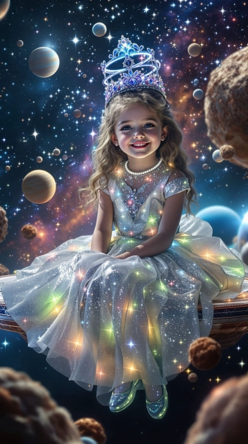 Princesa del espacio: brilla con un vestido plateado