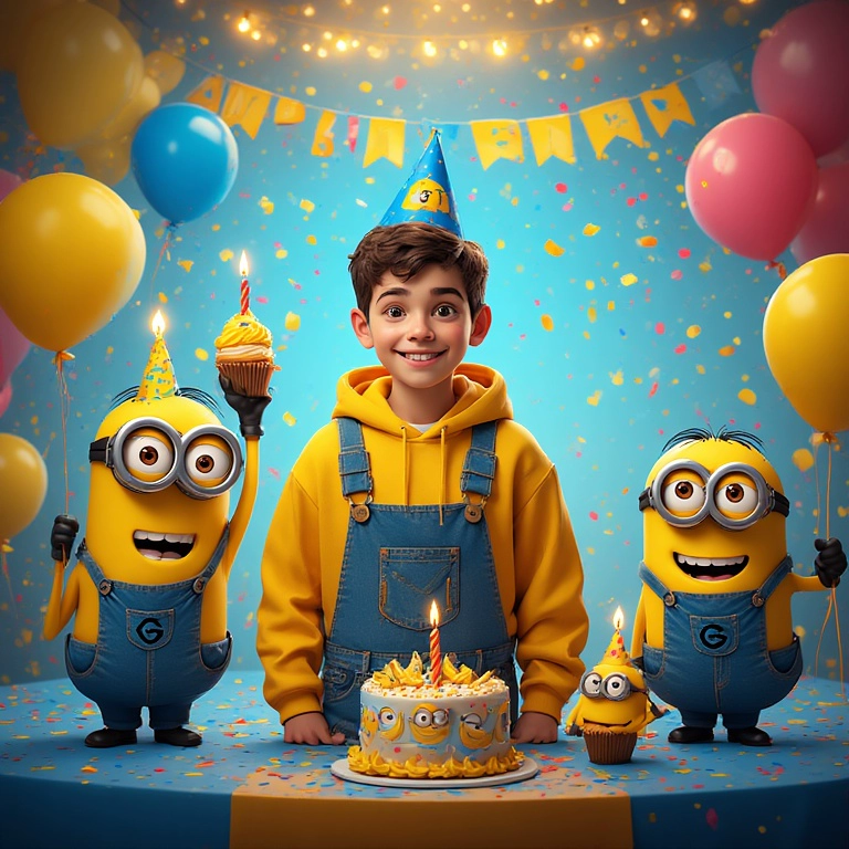 Celebra con Minions y personaliza tu foto de cumpleaños