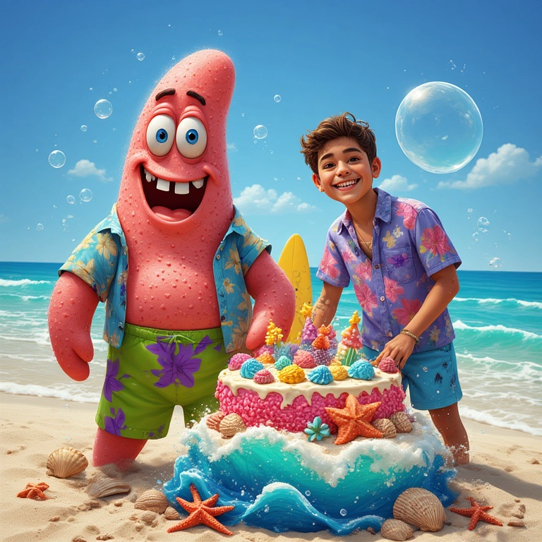 Vive una Fiesta en la Playa con Spongebob y Patrick