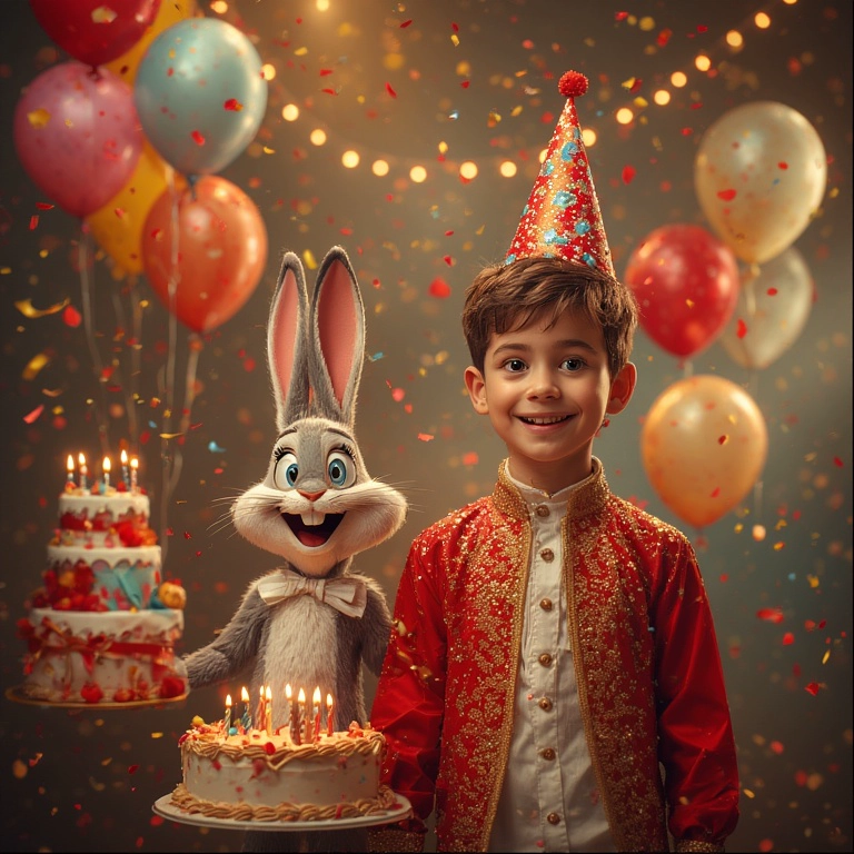 Vive la magia de una fiesta con Bugs Bunny y tu rostro