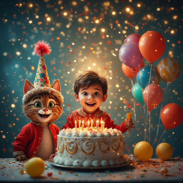 Cambia tu cara en una escena de fiesta de cumpleaños mágica