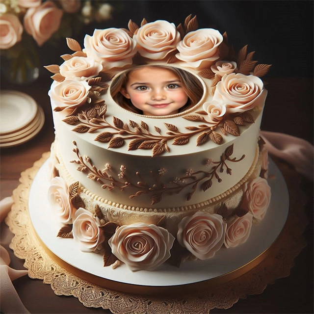 Personaliza tu foto con un marco de pastel lujoso de dos niveles