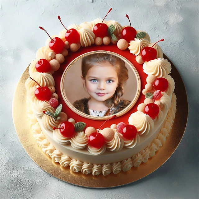 Inserta tu foto en un marco de pastel festivo y delicioso