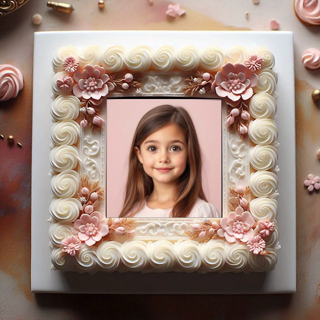 Personaliza tu foto con un marco de pastel blanco encantador