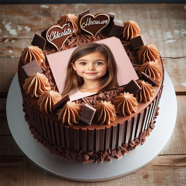Inserta tu foto en un marco de pastel de chocolate en forma de corazón
