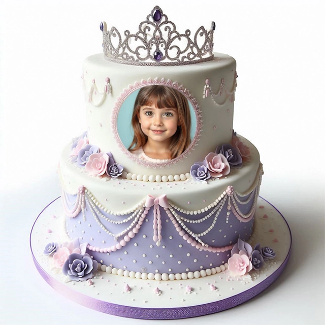 Añade tu foto a un pastel de princesa con detalles elegantes