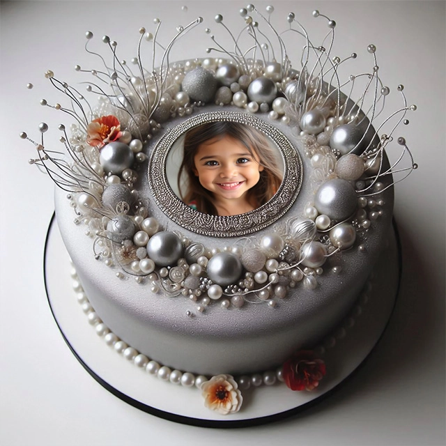 Personaliza tus fotos con un marco de pastel plateado lujoso