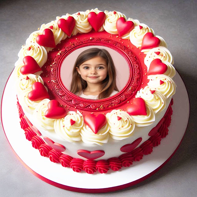 Personaliza tu foto con un marco de pastel festivo blanco y rojo