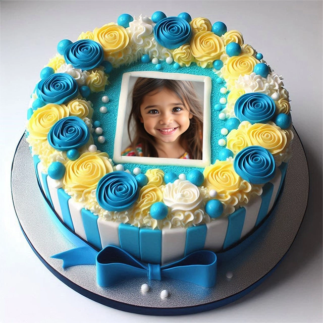 Personaliza tus fotos con un marco de pastel azul y vibrante