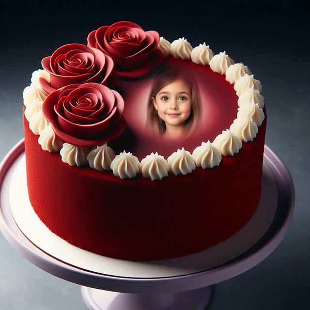 Personaliza tus fotos con el marco de pastel de terciopelo rojo