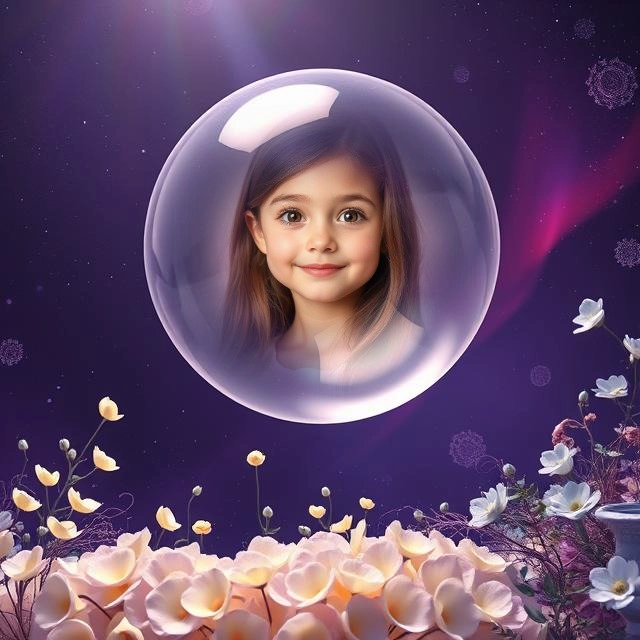 Personaliza tus fotos con un marco etéreo y floral en tonos morados