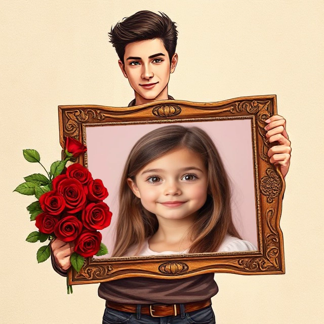 Enmarca tus fotos en un marco vintage con rosas rojas vibrantes