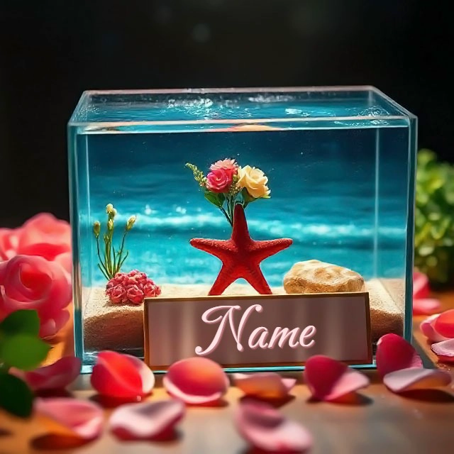 Personaliza tu imagen de acuario con estrella de mar y rosas