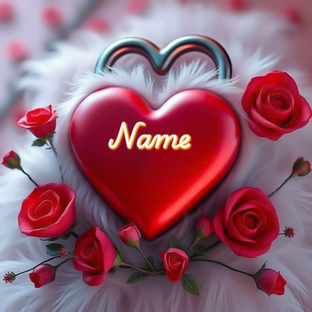 Personaliza tu candado de amor con tu nombre en un fondo romántico