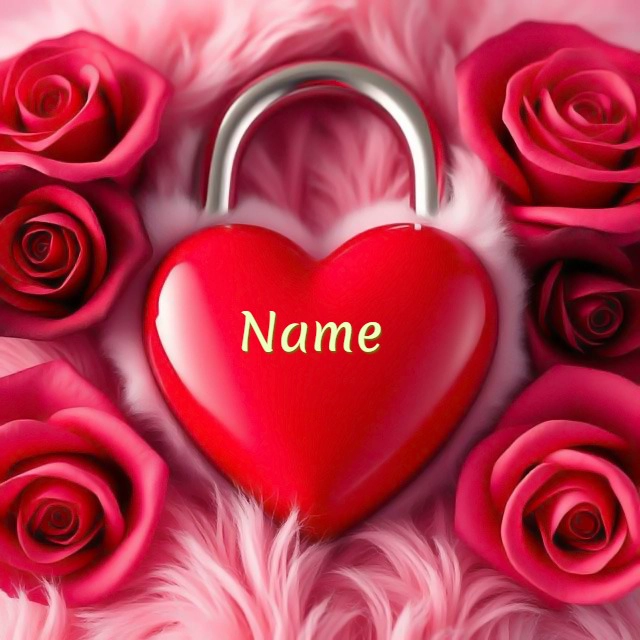Personaliza un candado de corazón entre rosas con tu nombre