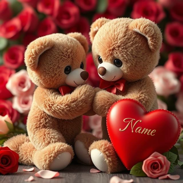 Personaliza con tu nombre un tierno abrazo de ositos enamorados