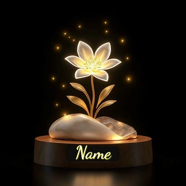 Personaliza con tu nombre la imagen de la flor luminosa blanca