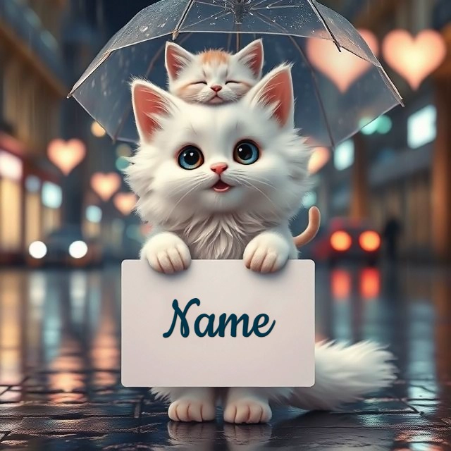 Personaliza la imagen de gatitos adorables con tu nombre