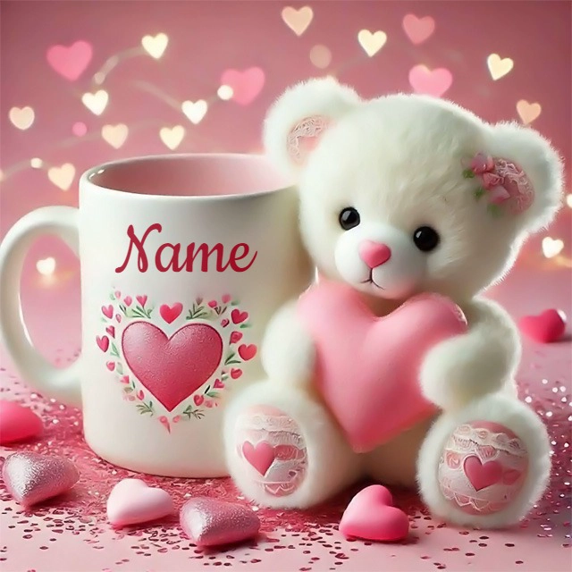 Personaliza tu imagen con un adorable oso y una taza decorada