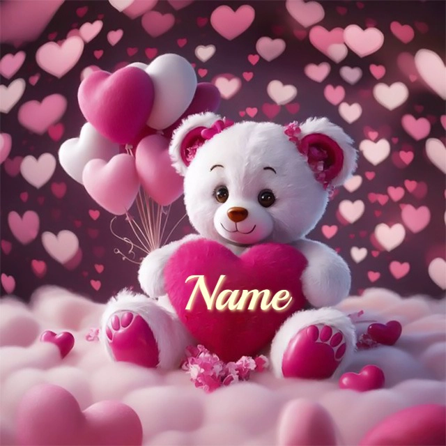 Personaliza imágenes con un tierno oso de peluche y globos de corazón