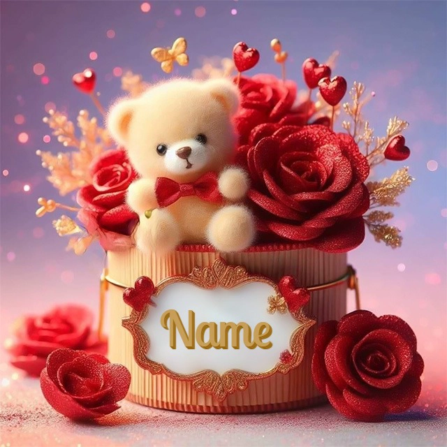 Personaliza tu mensaje con un tierno oso de peluche y rosas