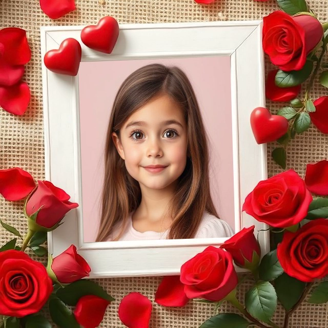 Enmarca tus fotos con rosas rojas y corazones encantadores