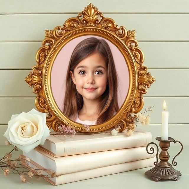 Enmarca tus fotos en un elegante marco ovalado dorado