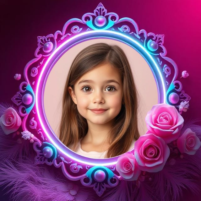 Personaliza tus fotos con un marco neón rosa y púrpura