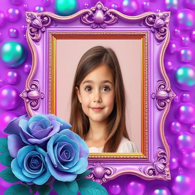 Personaliza tus fotos con un marco púrpura vibrante y azul