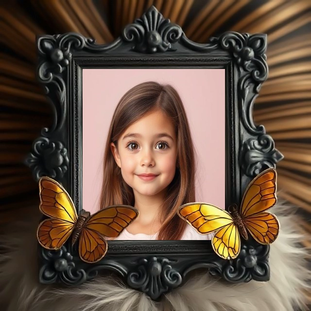 Personaliza tus fotos con marcos negros y mariposas doradas