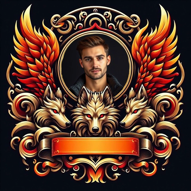 Enmarca tus fotos con emblemas de lobos dorados alados