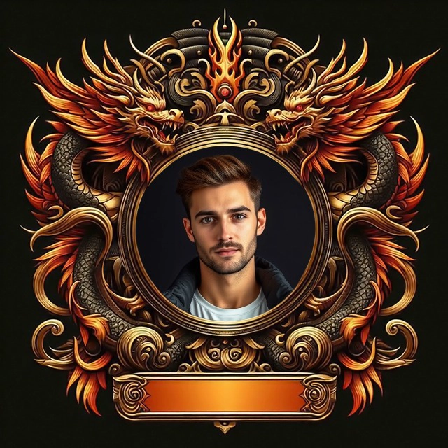 Transforma tus fotos en arte con un marco de dragones dorados