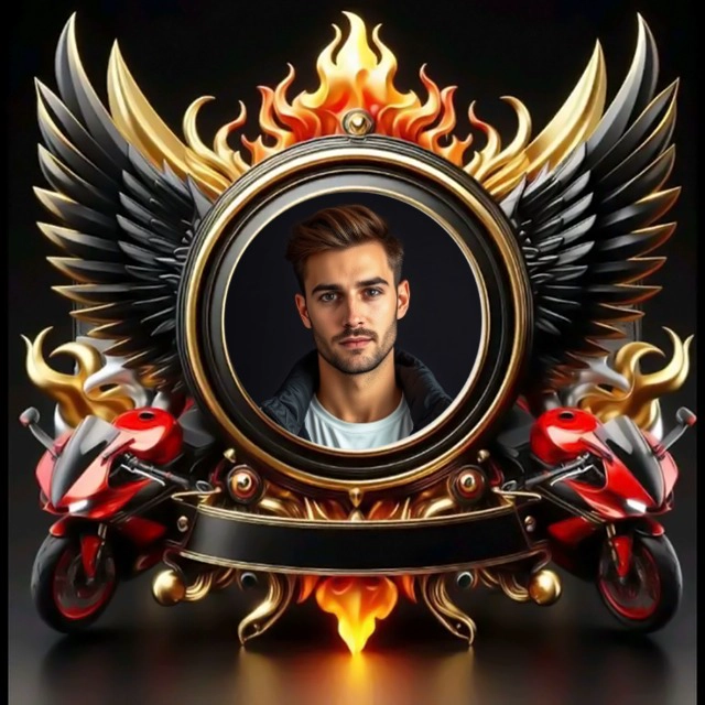 Enmarca tu foto con diseño dinámico de alas y motocicletas