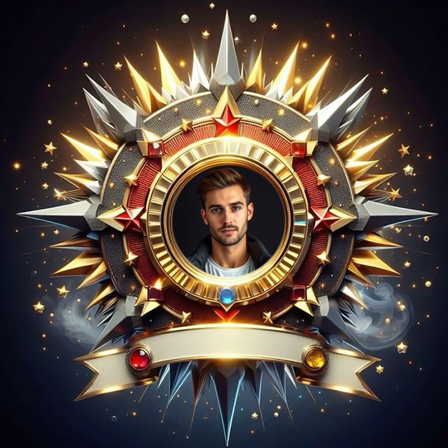 Realza tus fotos con un marco de emblema estelar metálico