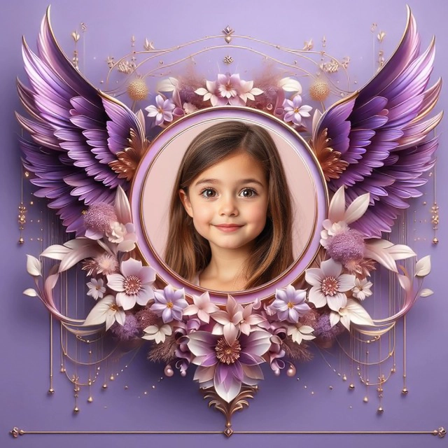 Enmarca tus fotos con alas púrpuras y lavanda elegantes