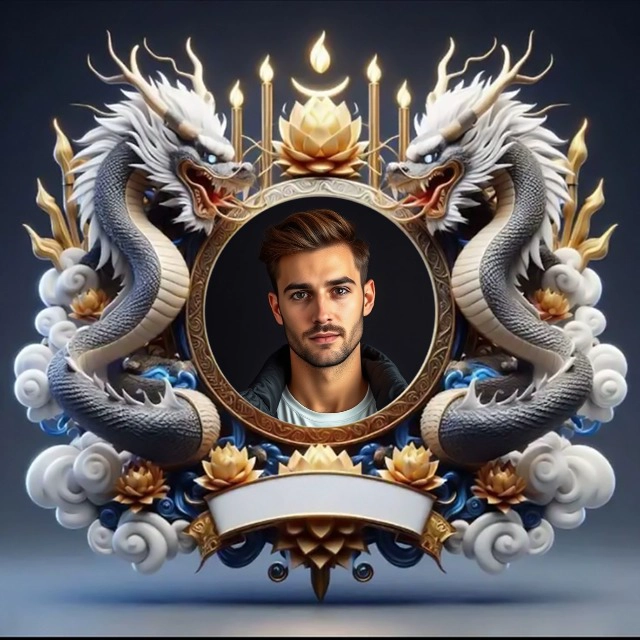 Enmarca tus fotos con dragones majestuosos y flores de loto