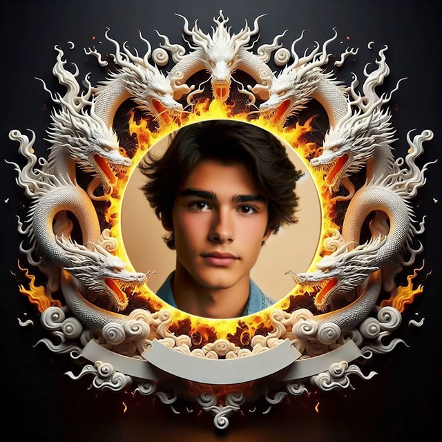 Inserta tu foto en un marco de dragones y fuego único