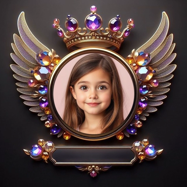 Enmarca tus fotos con lujo: alas doradas y corona brillante