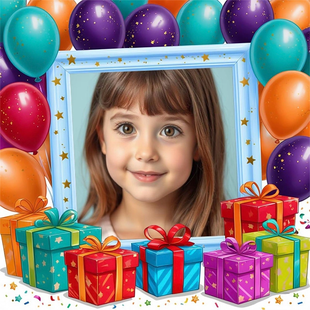 Celebra con Estilo: Marco Azul y Estrellas Doradas