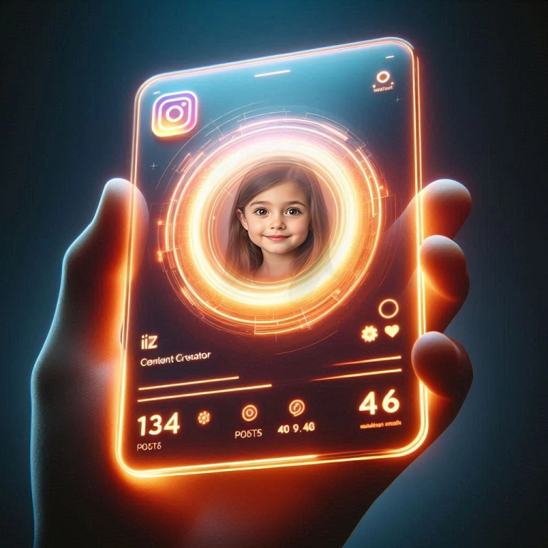 Inserta tu foto en un marco Instagram naranja y azul brillante