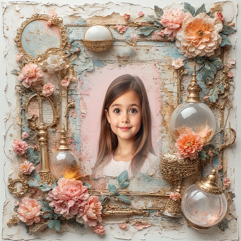 Transforma tus fotos con un collage vintage shabby-chic encantador