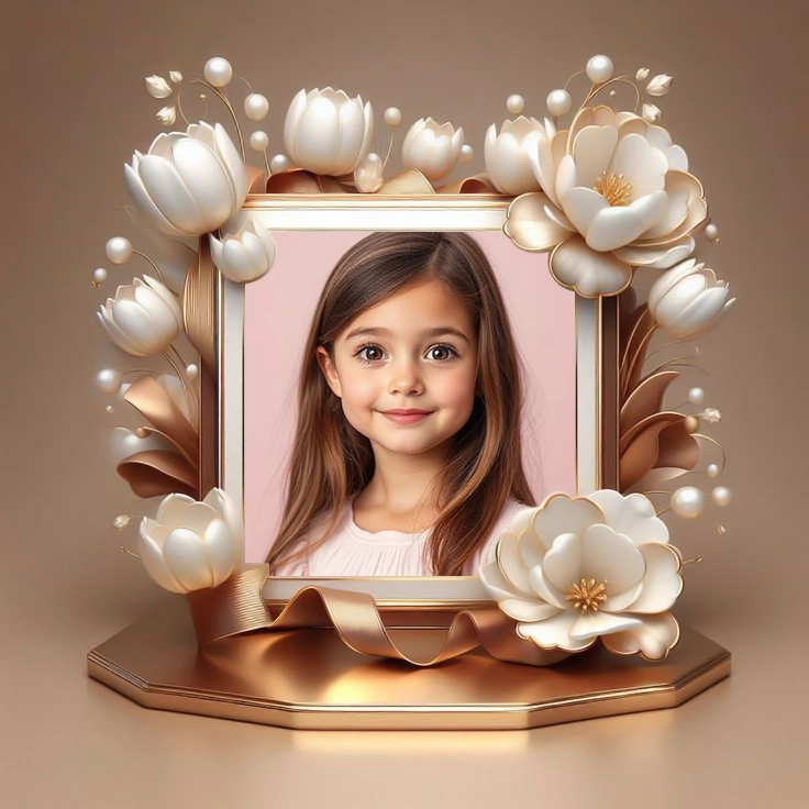 Enmarca tus recuerdos con un toque dorado y flores perladas