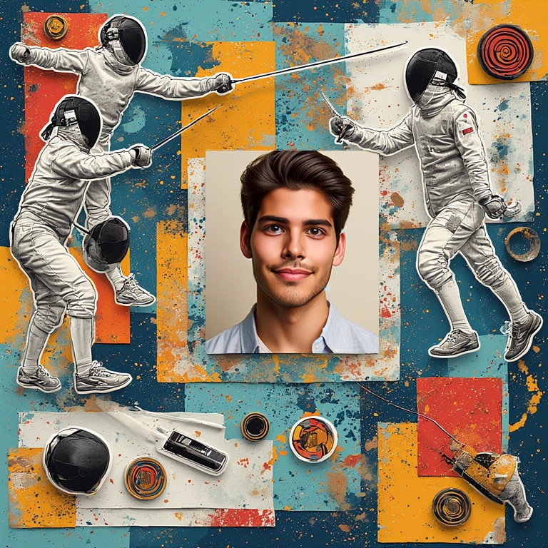 Enmarca tus fotos con un vibrante diseño de esgrima deportivo