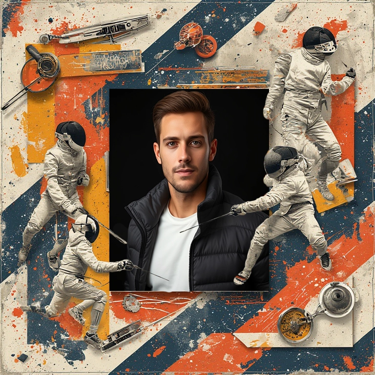 Personaliza tus fotos con un marco dinámico de esgrima deportiva